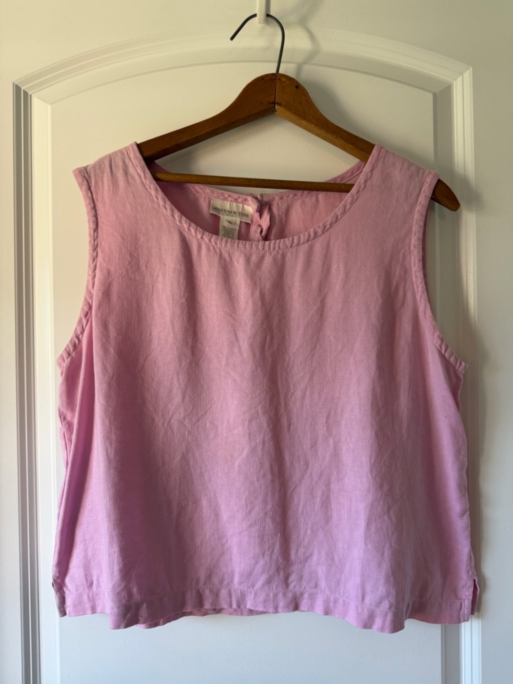 Vintage Liz Claiborne 100% Linen Pink Sleeveless Boxy Fit Cottage core Top